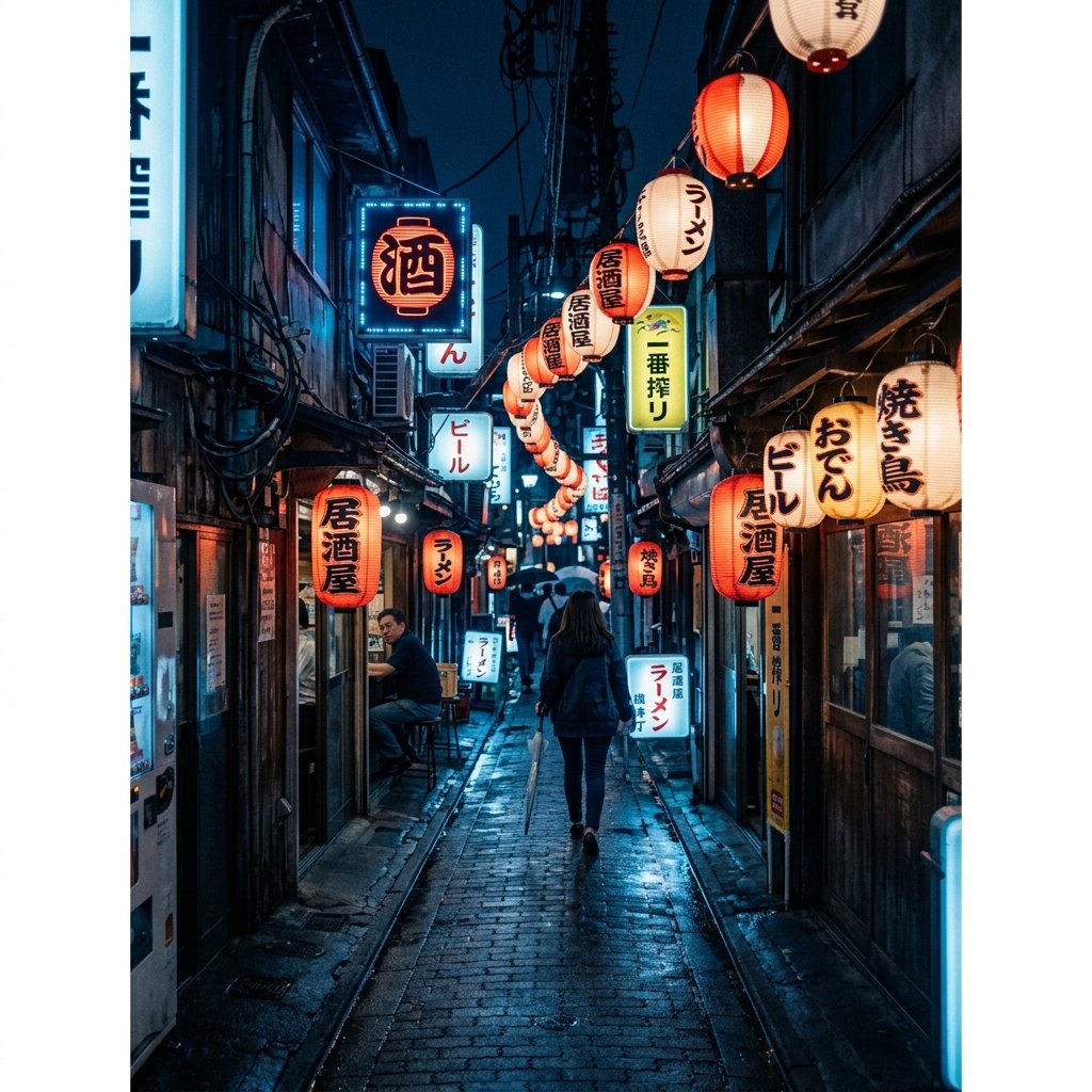 Neon Japanese street at night